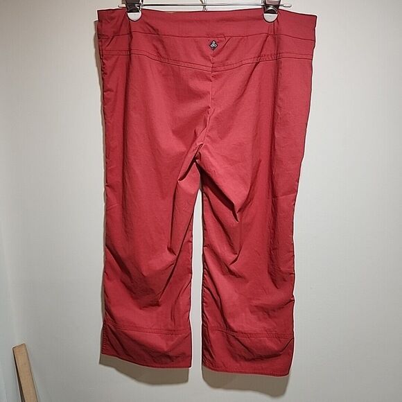 Prana Stretch Nylon Drawstring Wide Leg Cropped Hiking Pants Coral Salmon Size M - Picture 8 of 14